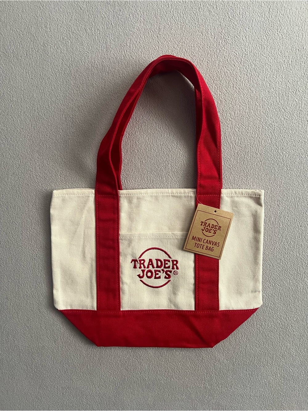 Trader Joes Red Canvas Mini Tote Bag